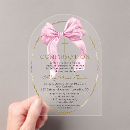 Charm Pink Bow Gold Girl Bestätigung transparent Acryleinladungen