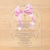 Charm Pink Bow Gold Girl Bestätigung transparent Acryleinladungen (Vorderseite)