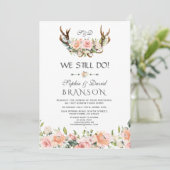 Charm Pink Cream Floral Antlers, die wir noch tun Einladung (Stehend Vorderseite)