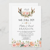 Charm Pink Cream Floral Antlers, die wir noch tun Einladung (Vorne/Hinten)