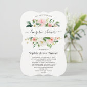Charm Pink Cream Floral Calligraphy Brautparty Einladung (Stehend Vorderseite)