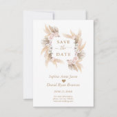 Charm Pink Roses White Orchid Pampas Grass Wedding Save The Date (Vorderseite)