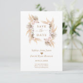 Charm Pink Roses White Orchid Pampas Grass Wedding Save The Date (Stehend Vorderseite)