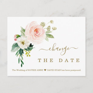 Charm Pink Weiße Blume Hochzeit verschoben Postkarte