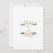 Charm Pink White Blume Gold Cross Taufen Einladung (Rückseite)