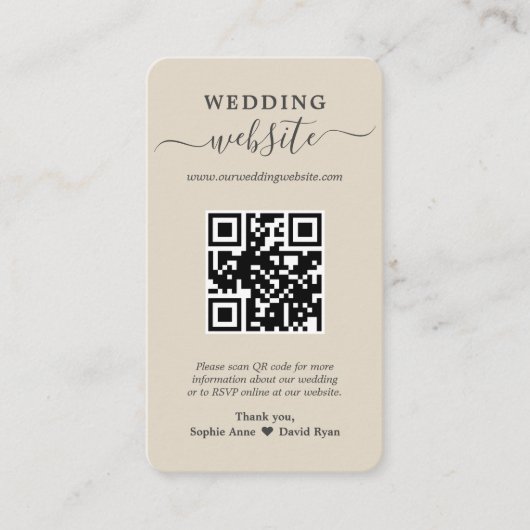 Charm QR Code Foto Wedding Website Enclosure Card Visitenkarte (Vorderseite)