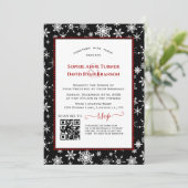 Charm QR Winter Holidays Red Buffalo Wedding Einladung (Stehend Vorderseite)