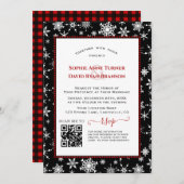 Charm QR Winter Holidays Red Buffalo Wedding Einladung (Vorne/Hinten)