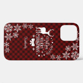 Charm Red Buffalo MERRY CHRISTMAS Monogram Case-Mate iPhone Hülle (Rückseite (Horizontal))