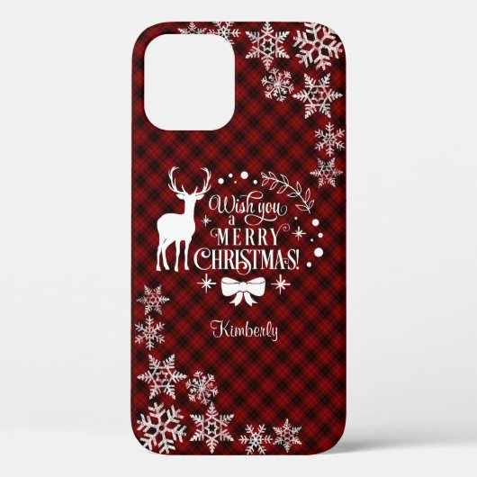 Charm Red Buffalo MERRY CHRISTMAS Monogram Case-Mate iPhone Hülle (Rückseite)