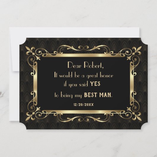 Charm Roaring 20er Gold Art Deco Seien Sie mein Tr Einladung (Rückseite)