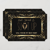 Charm Roaring 20er Gold Art Deco Seien Sie mein Tr Einladung (Vorne/Hinten)