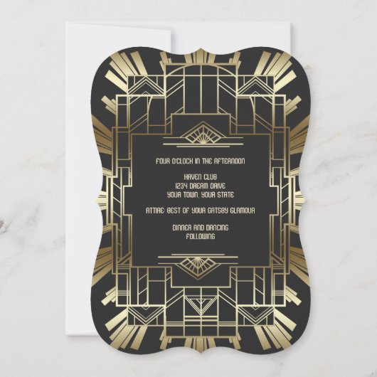 Charm Roaring 20's Great Gatsby Wedding Einladung (Rückseite)
