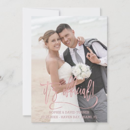 Charm Rose Gold Kalligraphie Es ist offiziell Hoch Ankündigung (Vorderseite)