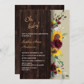 Charm Royal Burgundy Sunflowers Bridal Tea Party Einladung (Vorne/Hinten)