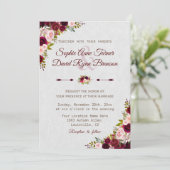 Charm Rustic Burgundy Marsala Floral Wedding Einladung (Stehend Vorderseite)
