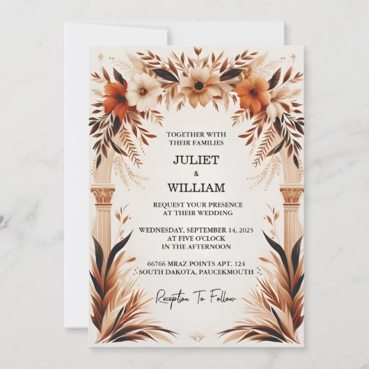 Charm Rustic Fiesta Floral Rose Spanische Hochzeit Einladung (Vorderseite)