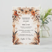 Charm Rustic Fiesta Floral Rose Spanische Hochzeit Einladung (Stehend Vorderseite)