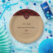 Charm Rustic Red Buffalo Kariert Monogram Wedding Pappteller (Party)