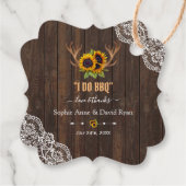 Charm Rustic Sonnenblumen Antlers Wood Lace I DO G Geschenkanhänger (Rückseite)