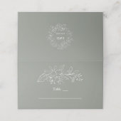 Charm Sage Green Minimalistisch Wedding Tischnumme Platzkarte (Außenseite Aufgefaltet)