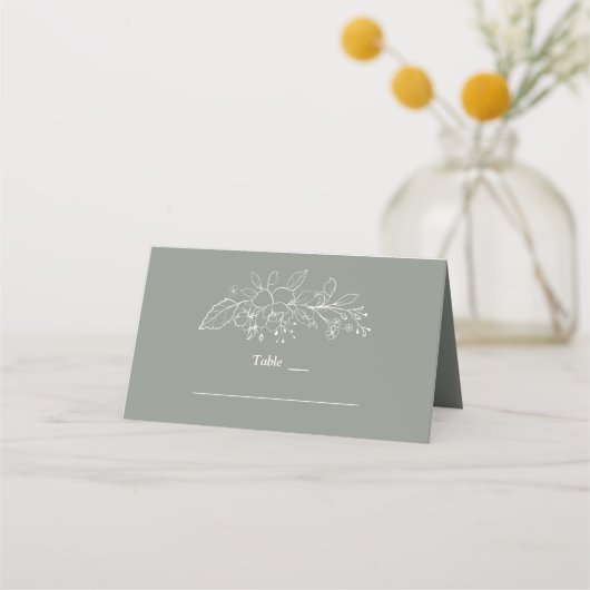 Charm Sage Green Minimalistisch Wedding Tischnumme Platzkarte (Vorderseite)