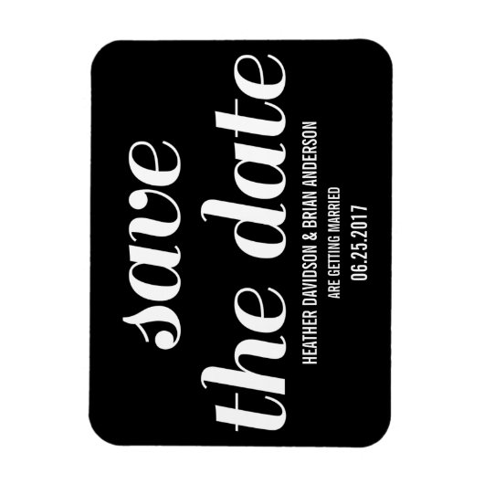 Charm Save the Date Magnet, Black Magnet (Vertikal)