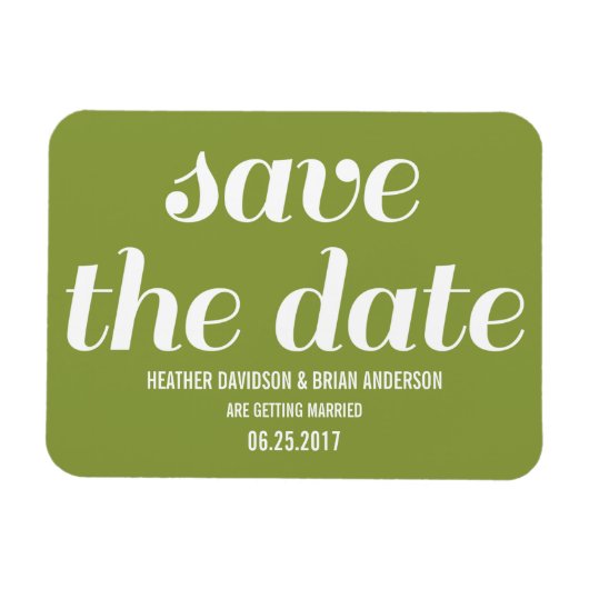 Charm Save the Date Magnet, Olive Green Magnet (Horizontal)