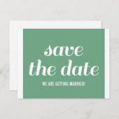 Charm Save the Date Postcard, grün Ankündigungspostkarte (Vorne/Hinten)
