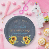 Charm Sonnenblumen Old Denim Blue Western I DO GRI Pappteller (Party)