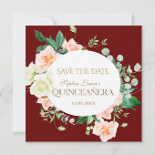 Charm Spring Blush Weiße Blume Quinceañera Save The Date (Rückseite)
