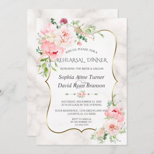 Charm Spring Garden Blumen Probe Abendessen Einladung (Vorne/Hinten)