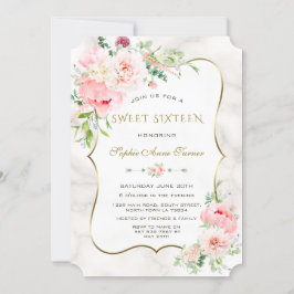 Charm Spring Watercolor Peonies 16 . Geburtstag Einladung