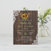Charm Sunflowers Antlers BaBy-Q Baby Dusche Einladung (Stehend Vorderseite)