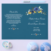 Charm Sunflowers Blue Floral Wedding Program Flyer (Einzeln)