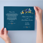 Charm Sunflowers Blue Floral Wedding Program Flyer (Hand)