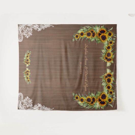 Charm Sunflowers Hochzeitshaus Foto Booth Wandteppich (Vorderseite (Horizontal))