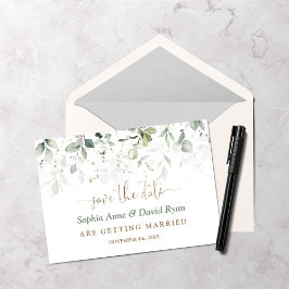 Charm Watercolor Airy Greenerity Gold Wedding Save The Date