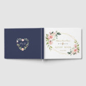 Charm Watercolor Blush Floral Navy Hochzeit Gästebuch (Voll)