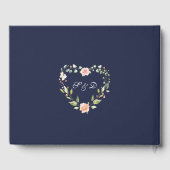 Charm Watercolor Blush Floral Navy Hochzeit Gästebuch (Rückseite)