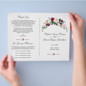 Charm Watercolor Blush Pink Floral Wedding Program Flyer (Hand)
