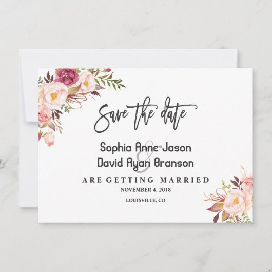 Charm Watercolor Blush Pink Save the Date (Vorderseite)