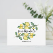 Charm Watercolor Lemon Tropical Save the Date (Stehend Vorderseite)