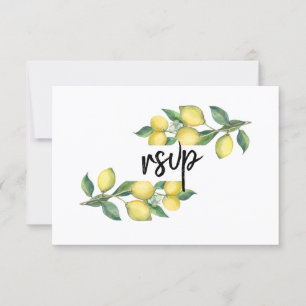 Charm Watercolor Lemon Tropical Wedding RSVP