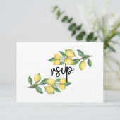 Charm Watercolor Lemon Tropical Wedding RSVP Karte (Stehend Vorderseite)