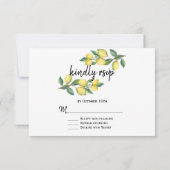 Charm Watercolor Lemon Tropical Wedding RSVP Karte (Rückseite)