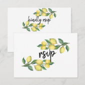 Charm Watercolor Lemon Tropical Wedding RSVP Karte (Vorne/Hinten)