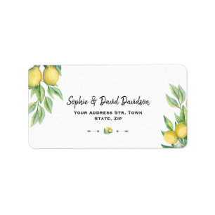 Charm Watercolor Lemon Tropische Hochzeit Adressaufkleber