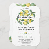Charm Watercolor Lemon Tropische Hochzeit Einladung (Vorne/Hinten)