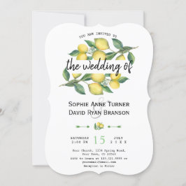 Charm Watercolor Lemon Tropische Hochzeit Einladung